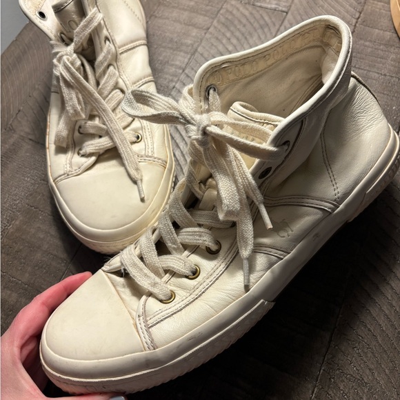 Polo Ralph Lauren Cream High-Top Sneakers - Picture 6 of 8